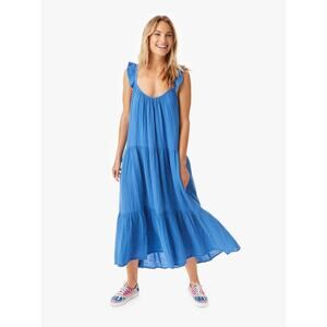 Xirena Rumer Cotton Gauze Midi Dress in Blue Spell